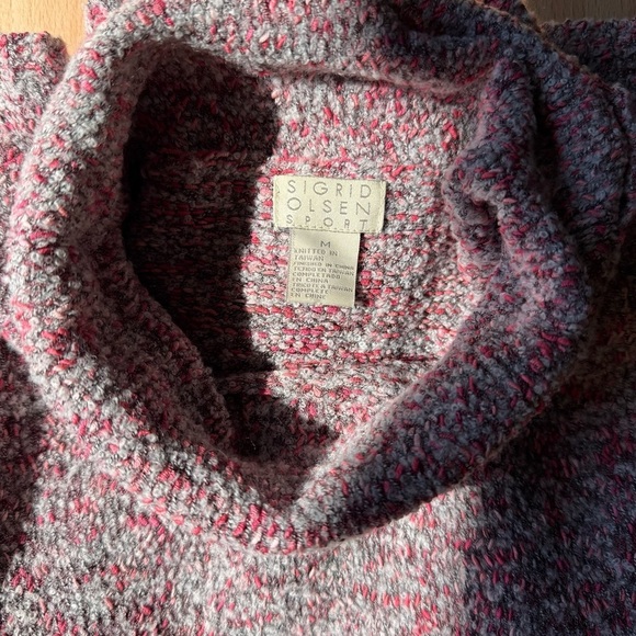 Sigrid Olsen Sport Women’s Pink Knit Pullover Cowl Neck Long Sleeve Sweater M - Picture 5 of 7